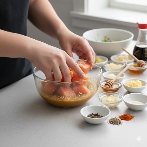 Crispy Air Fryer Honey Garlic Salmon Bites – Healthy Holiday Appetizer Img 8699