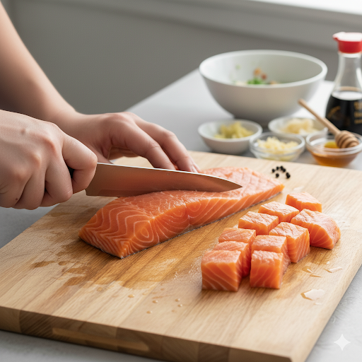 Crispy Air Fryer Honey Garlic Salmon Bites – Healthy Holiday Appetizer Img 8703